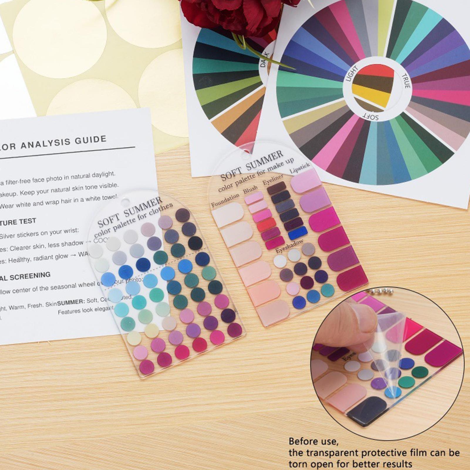 Summer Clothing Color Palette - การ์ดจัดระเบียบสีโทนสีซัมเมอร์อ่อน 2 ชิ้น อะคริลิก คู่มือจับคู่สีตามฤดูกาลสำหรับเสื้อผ้า เครื่องสำอาง