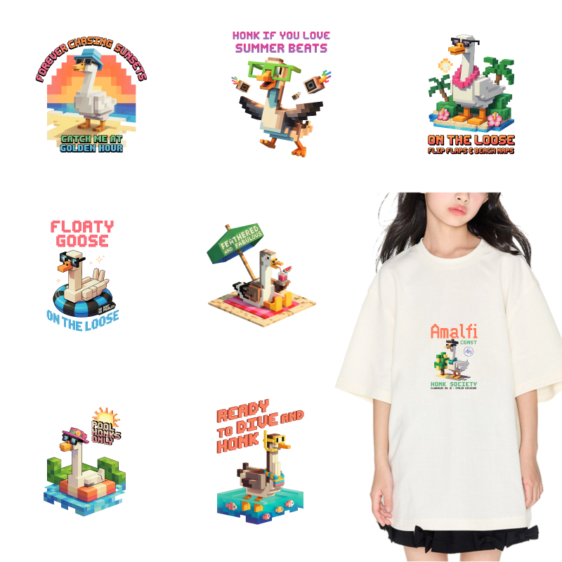 Summer Clothing Vibes - แพทช์รีดติดเสื้อผ้าลาย Amalfi Duck Summer Vibes แบบ
