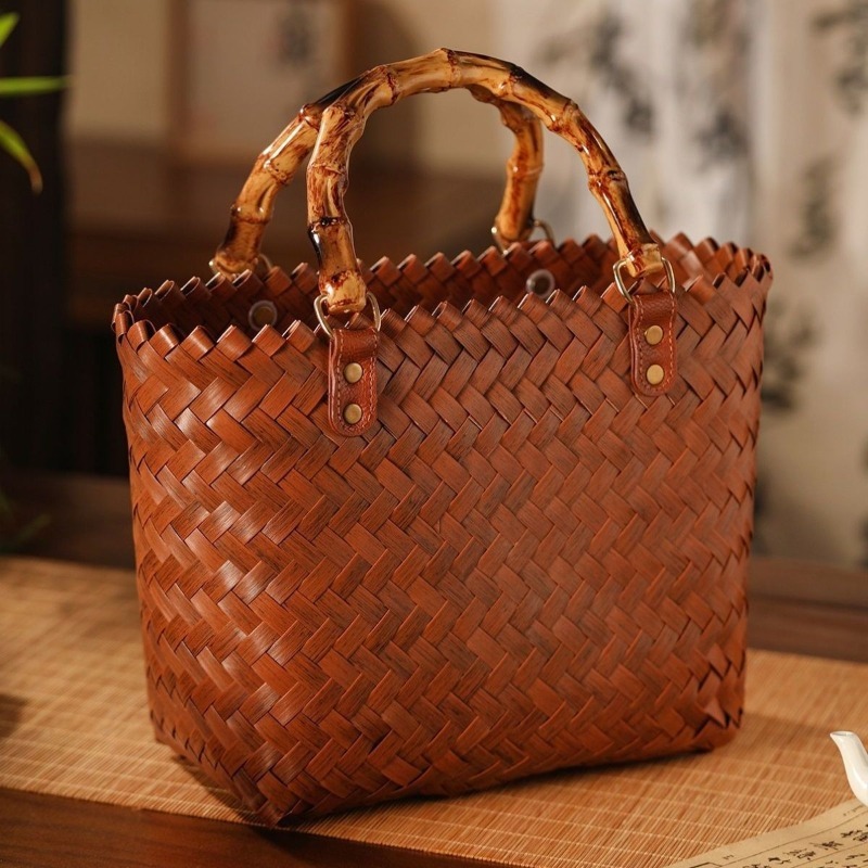 Beach Bag Straw - กระเป๋าถือทำมือล้วนๆ กระเป๋าเครื่องสำอาง กระเป๋าใส่ผัก กระเป๋าชายหาด