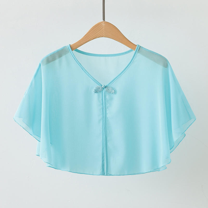 Summer Clothing Wear - ฤดูใบไม้ผลิชีฟองสั้นสวมใส่ด้านนอกครีมกันแดดผ้าคลุมไหล่ผู้หญิงเสื้อผ้าฤดูร้อนป้องกันแสงแดดเครื่องปรับอากาศเสื้อคลุมลูกไม้ผ้าพันคอบาง