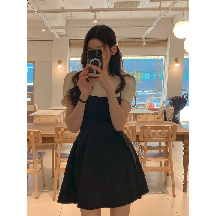 Summer Clothing Wear - เดรสผูกเอวแบบเว้าหลังสไตล์เกาหลีสุดทันสมัย เดรสเวสต์สำหรับฤดูใบไม้ผลิและฤดูร้อน สไตล์เรโทรชิค ใส่เป็นเลเยอร์ได้ เสื้อผ้าผู้หญิง