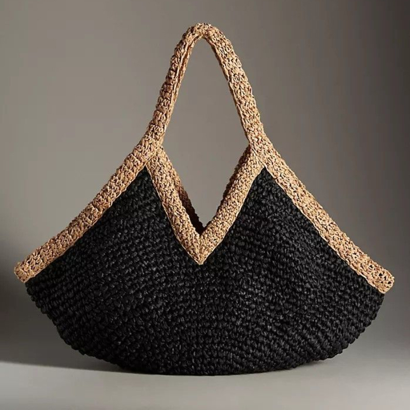 Beach Bag Straw - กระเป๋าถือสานมือใหม่ล่าสุดสำหรับฤดูร้อน ขนาดใหญ่ จุของได้เยอะ เหมาะสำหรับไปเที่ยวทะเล กระเป๋าสะพายไหล่แฟชั่นอเนกประสงค์สำหรับผู้หญิง กระเป๋าใส่ทราย