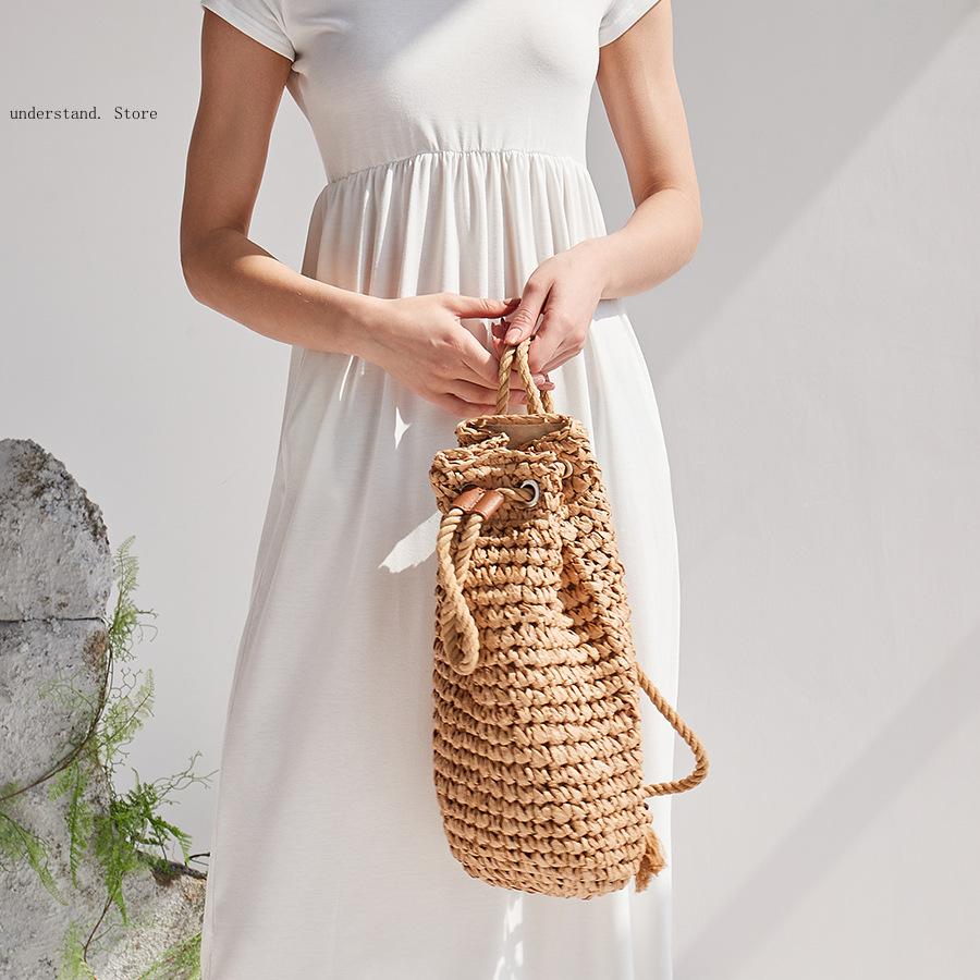 กระเป๋าสะพายไหล่ชายหาดแบบเชือก - Beach Bag Straw บทวิจารณ์และราคา