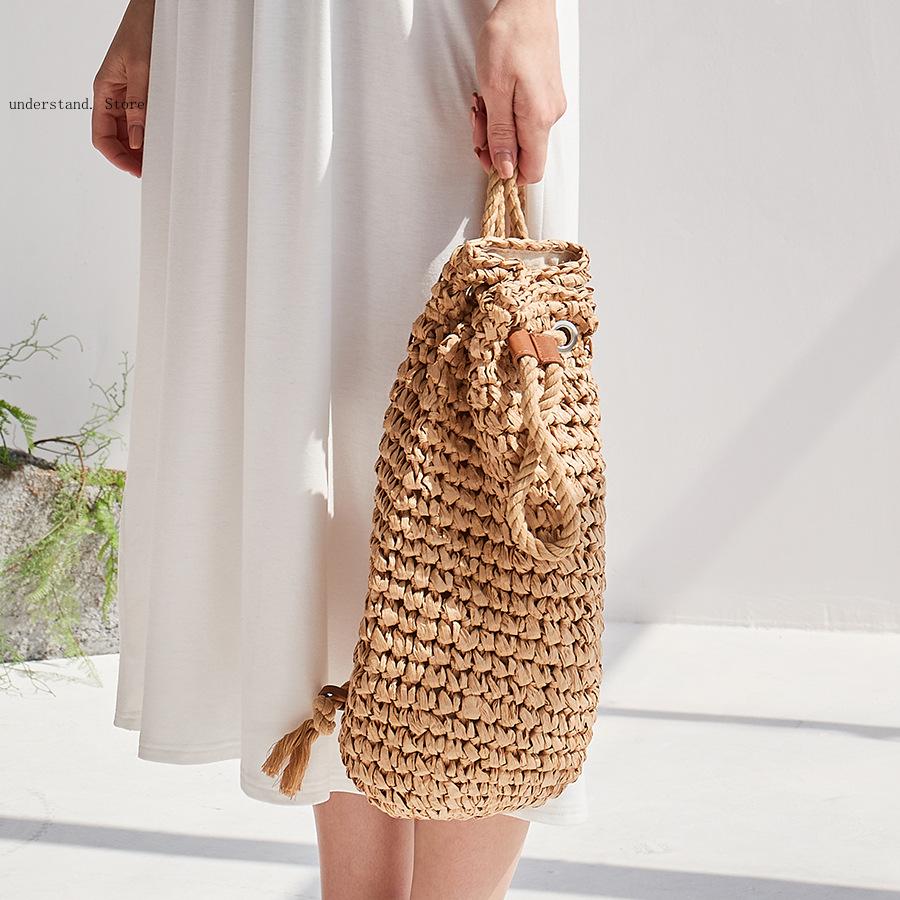 กระเป๋าสะพายไหล่ชายหาดแบบเชือก - Beach Bag Straw บทวิจารณ์และราคา