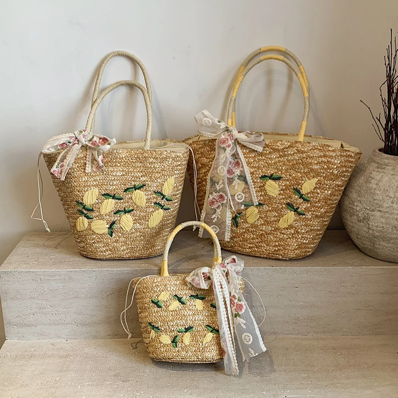 ขนาดใหญ่ความจุกระเป๋าสะพายชายห - Beach Bag Straw บทวิจารณ์และราคา