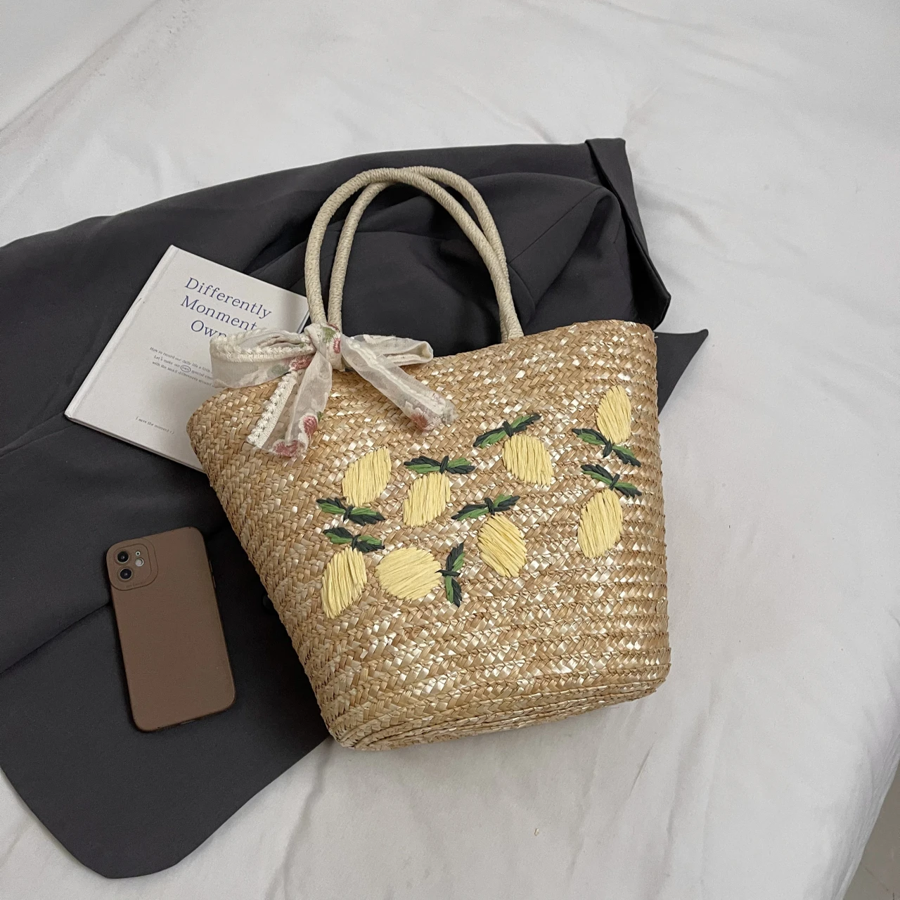 ขนาดใหญ่ความจุกระเป๋าสะพายชายห - Beach Bag Straw บทวิจารณ์และราคา