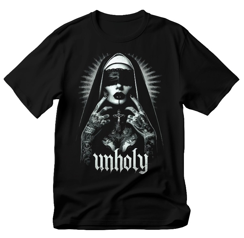 เสื้อยืด Unholy Nun: เสื้อยืดล - Summer Goth Clothing บทวิจารณ์และราคา