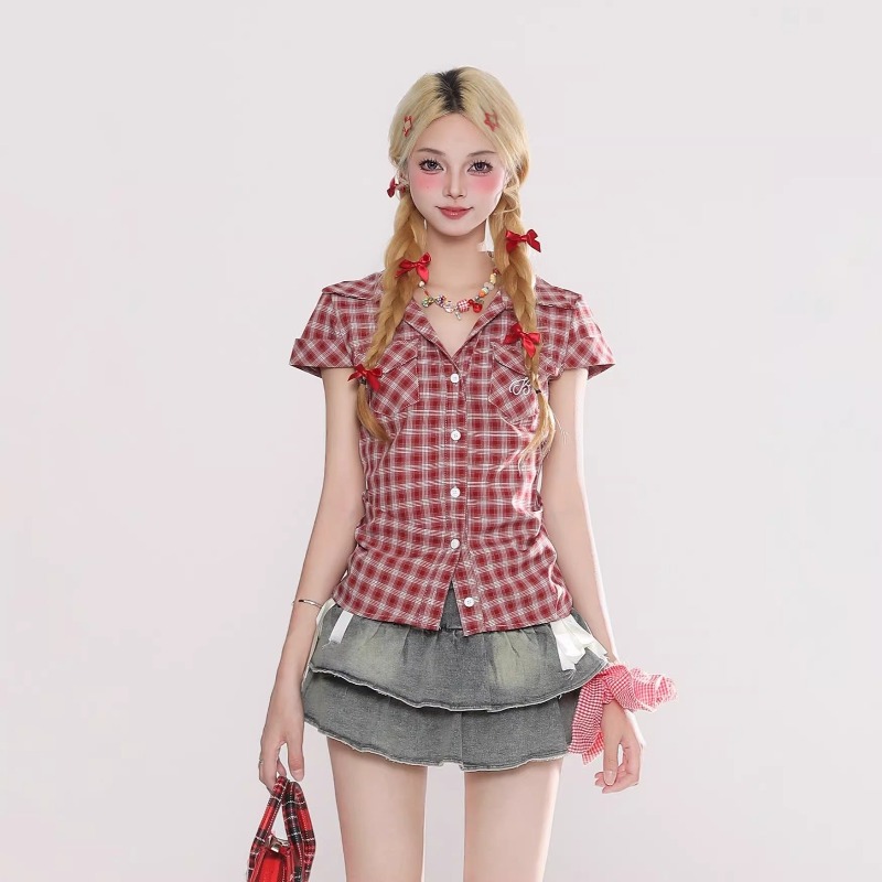 เสื้อเชิ้ตลายสก็อตสไตล์ฮาราจูก - Summer Goth Clothing บทวิจารณ์และราคา