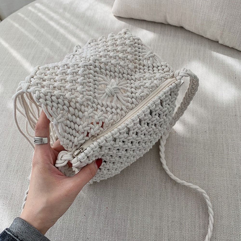 กระเป๋าสานสไตล์ชาติพันธุ์ย้อนย - Beach Bag Straw บทวิจารณ์และราคา