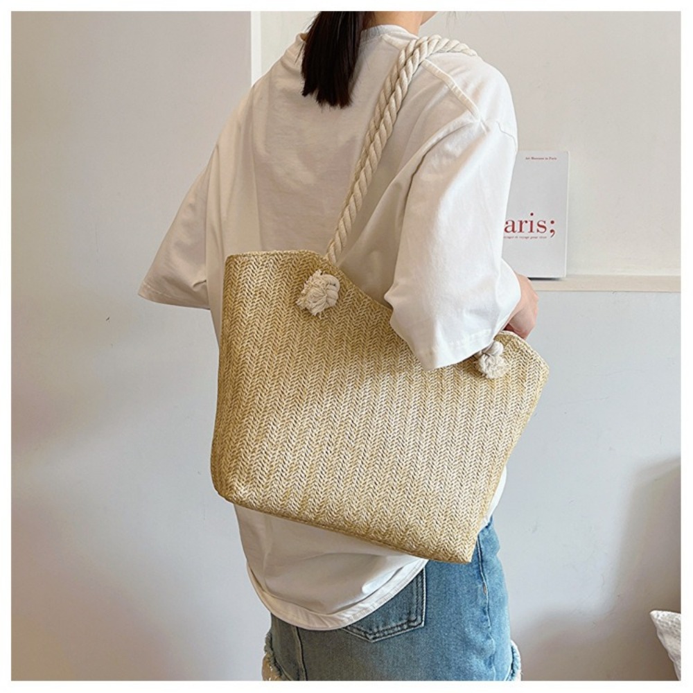 กระเป๋าชายหาดฤดูร้อนใหม่ กระเป - Beach Bag Straw บทวิจารณ์และราคา