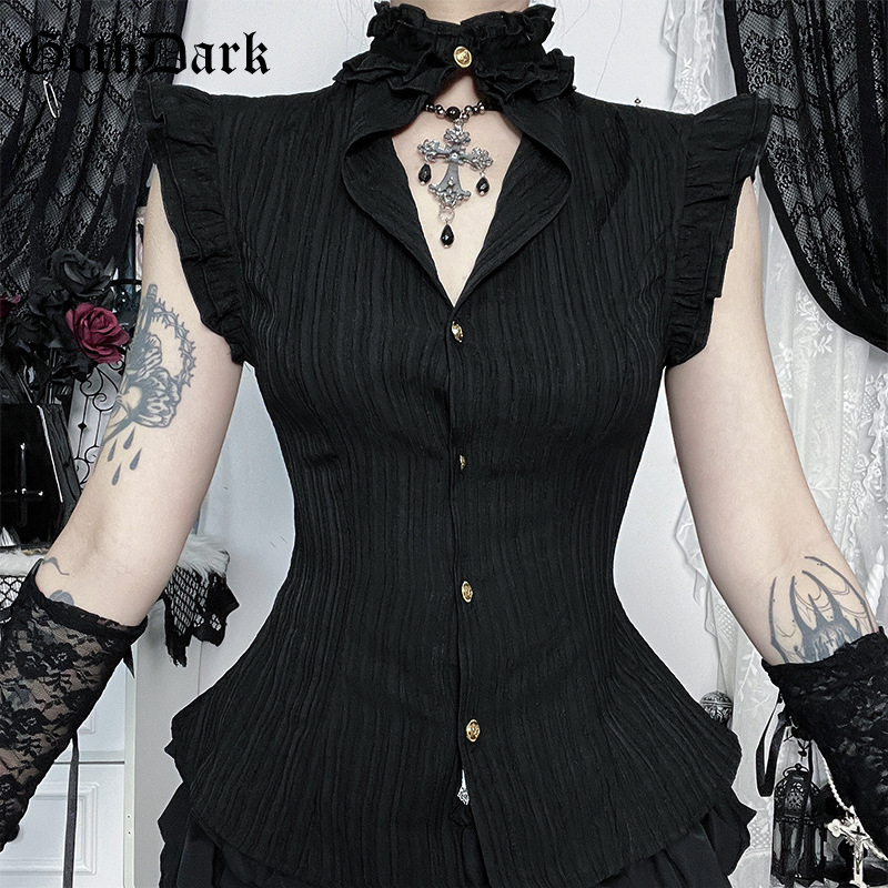 เสื้อเชิ้ตทรงสลิมแบบกระดุมแถวเ - Summer Goth Clothing บทวิจารณ์และราคา