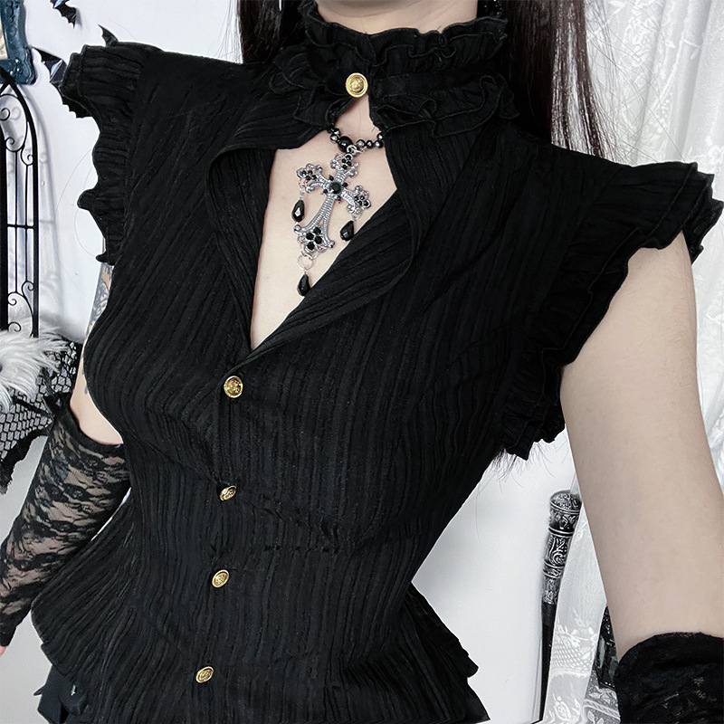 เสื้อเชิ้ตทรงสลิมแบบกระดุมแถวเ - Summer Goth Clothing บทวิจารณ์และราคา