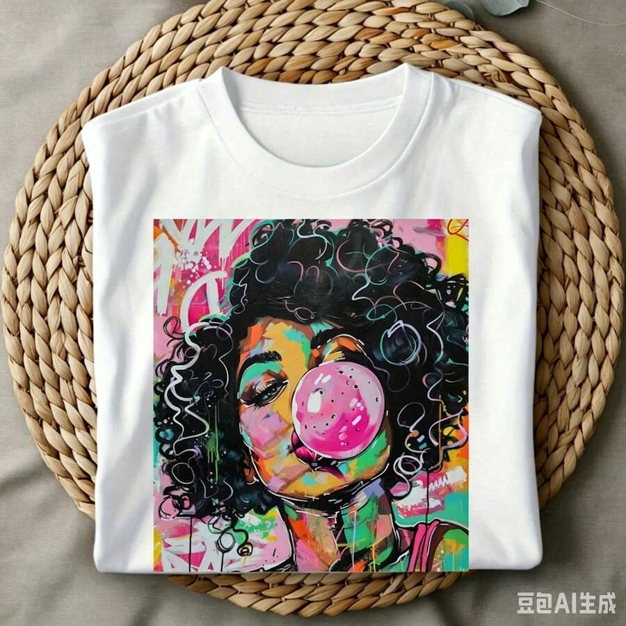 เสื้อยืดพิมพ์ลายสาวผมหยิกสไตล์ - Summer Clothing Vibes บทวิจารณ์และราคา