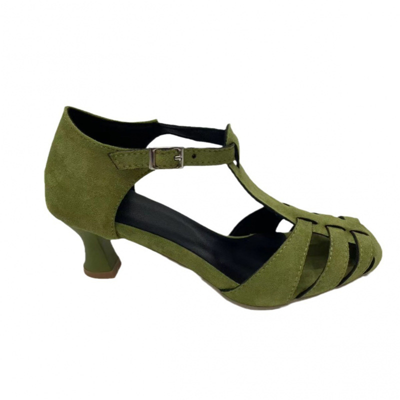 รองเท้าส้นเตี้ยแบบ T-Strap สีเ - Summer Clothing Offers บทวิจารณ์และราคา