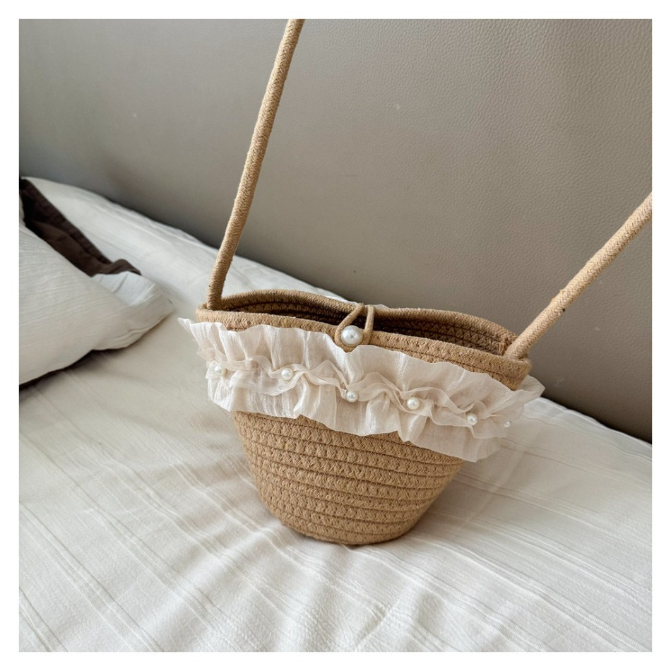 ชุดหมวกฟางและกระเป๋าสำหรับเด็ก - Beach Bag Straw บทวิจารณ์และราคา