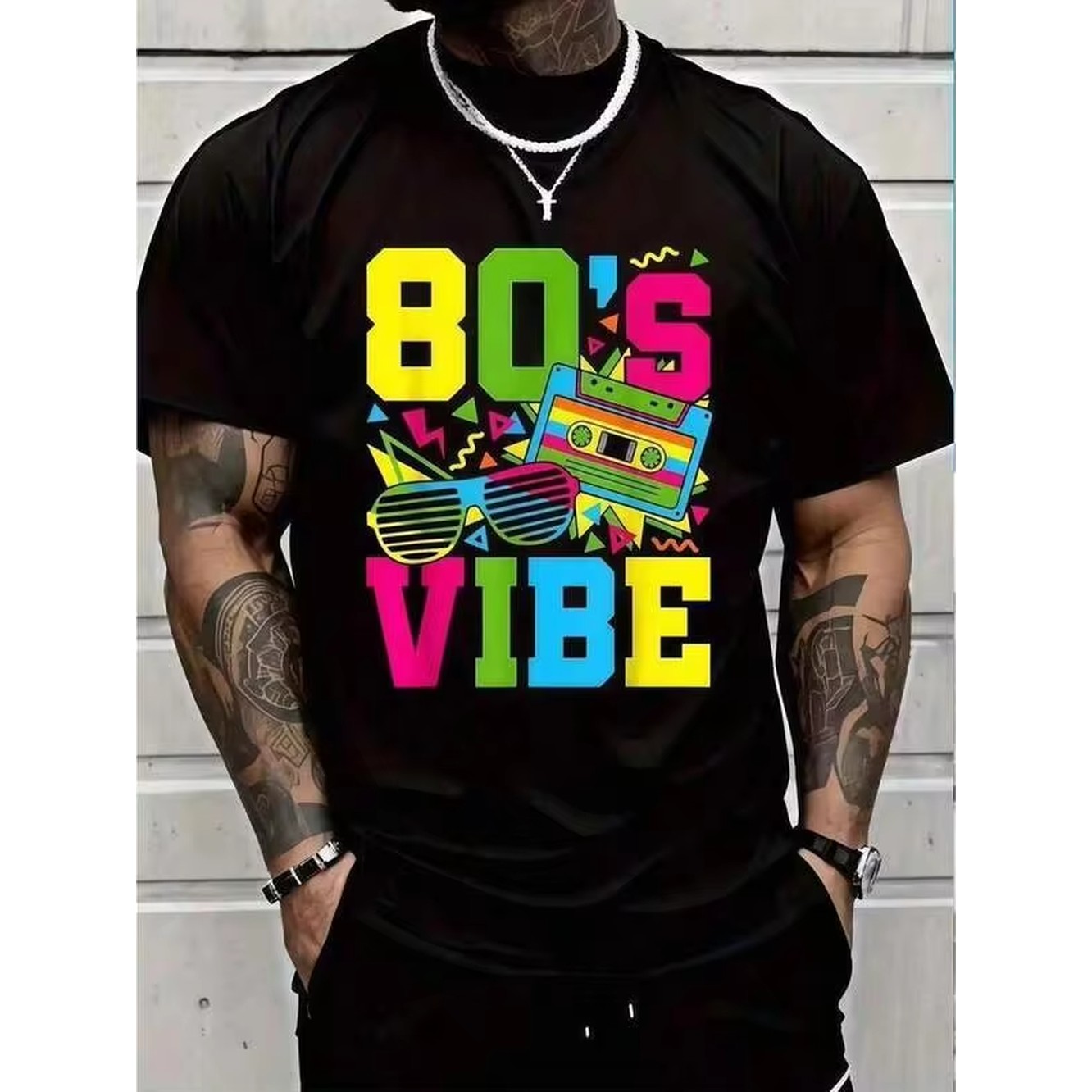 เสื้อยืดสีดำพิมพ์ลายสไตล์เรโทร - Summer Clothing Vibes บทวิจารณ์และราคา