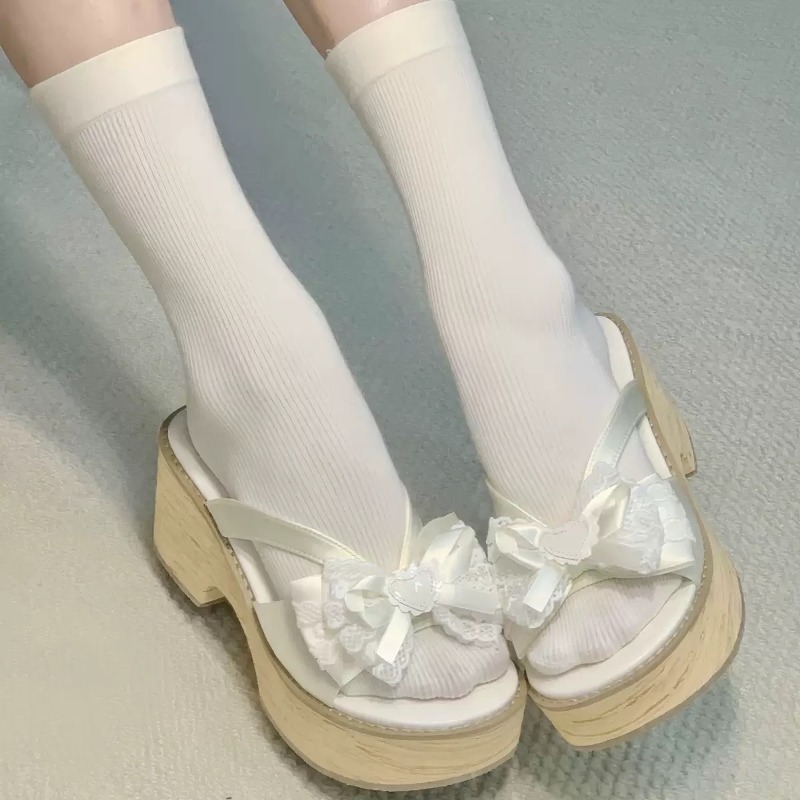 รองเท้าแตะพื้นหนาลายไม้ Sweet  - Summer Clothing Offers บทวิจารณ์และราคา