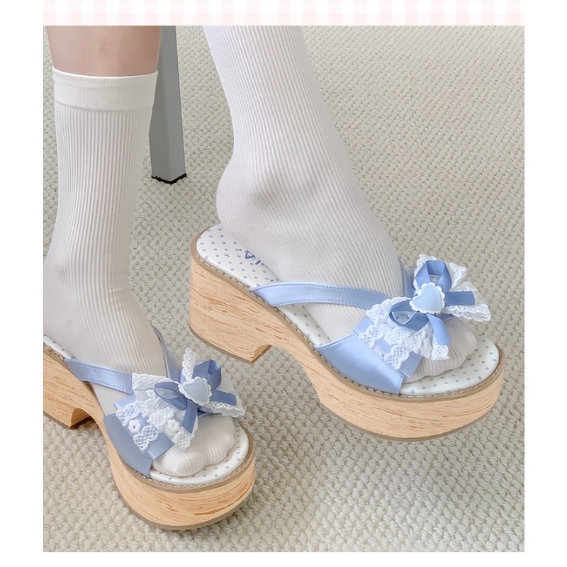 รองเท้าแตะพื้นหนาลายไม้ Sweet  - Summer Clothing Offers บทวิจารณ์และราคา