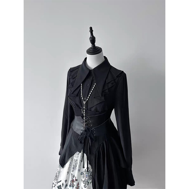 เสื้อเชิ้ตสีดำสไตล์โกธิคประดับ - Summer Goth Clothing บทวิจารณ์และราคา