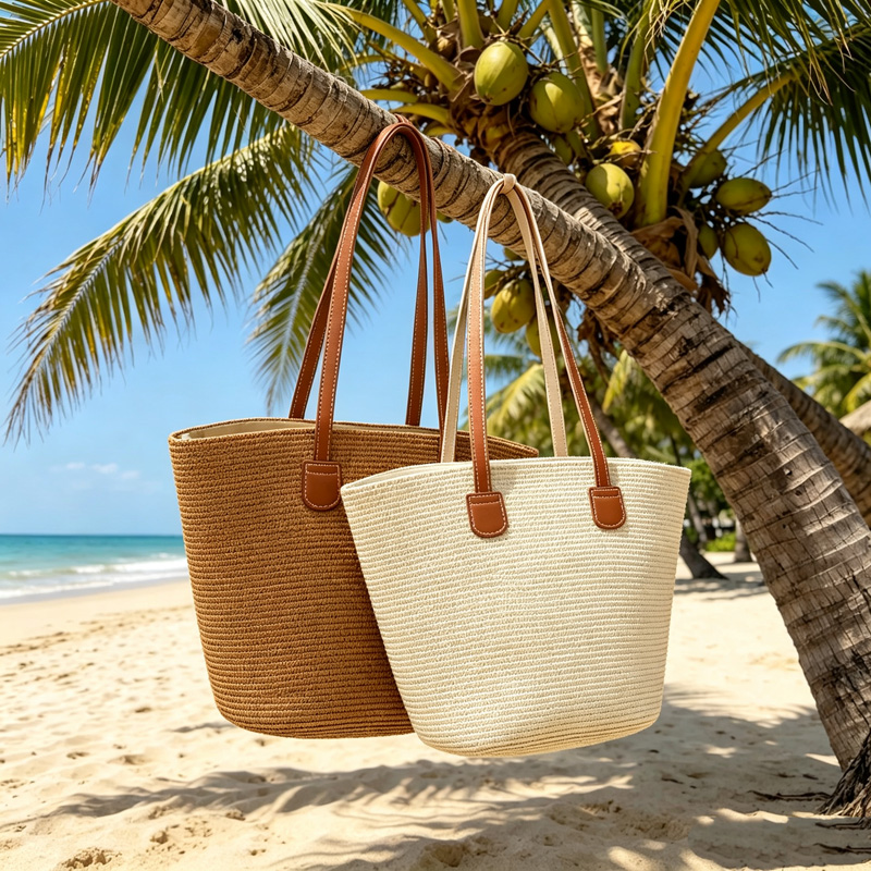 CLAREGQI กระเป๋าโท้ทสานสีพื้นส - Beach Bag Straw บทวิจารณ์และราคา