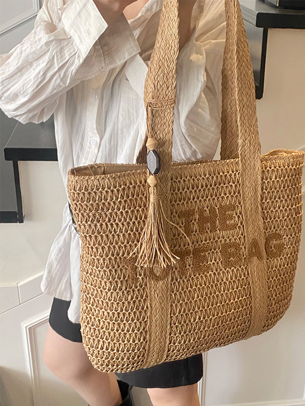 กระเป๋าถือสานทรงโท้ทขนาดใหญ่สำ - Beach Bag Straw บทวิจารณ์และราคา
