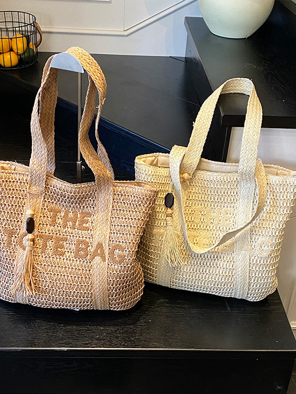 กระเป๋าถือสานทรงโท้ทขนาดใหญ่สำ - Beach Bag Straw บทวิจารณ์และราคา