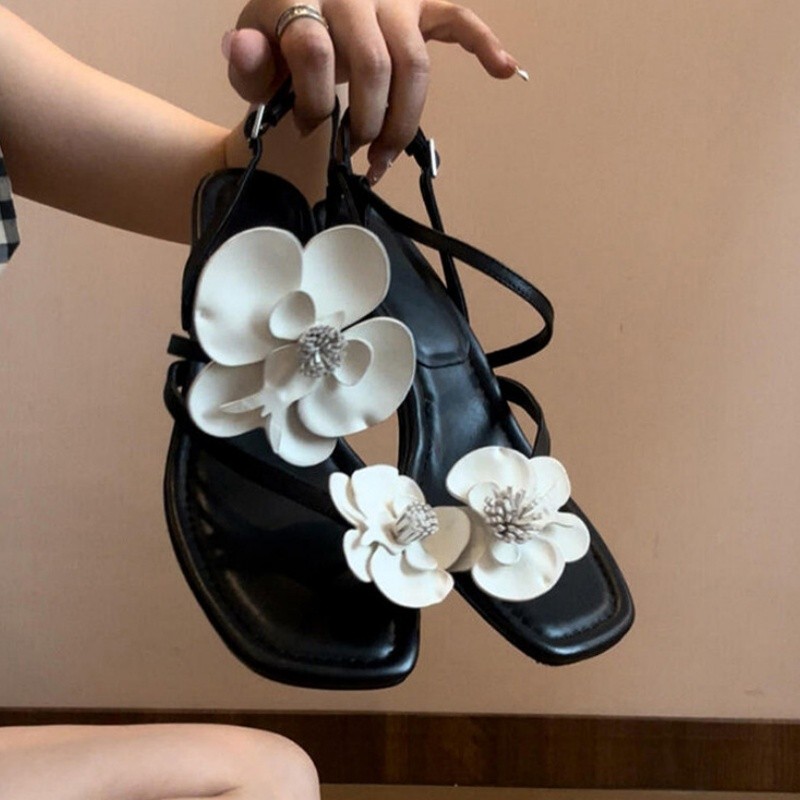 รองเท้าแตะแบบหนีบประดับดอกไม้  - Summer Clothing Offers บทวิจารณ์และราคา