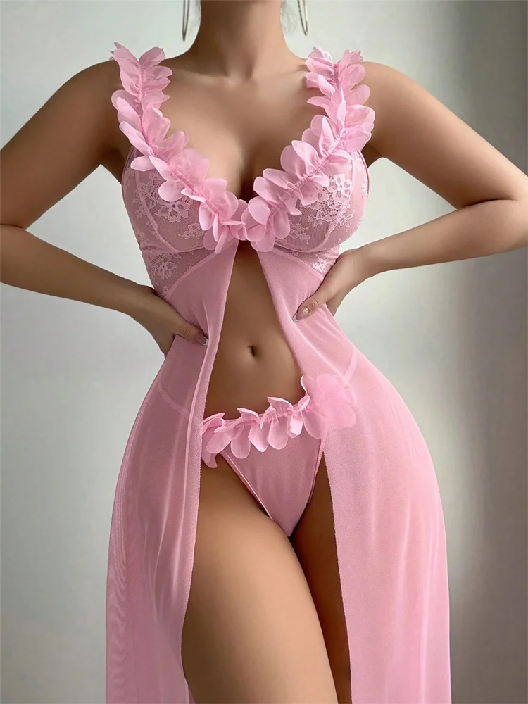 ชุดนอนเซ็กซี่ลายดอกไม้สีชมพูสำ - Summer Clothing Offers บทวิจารณ์และราคา