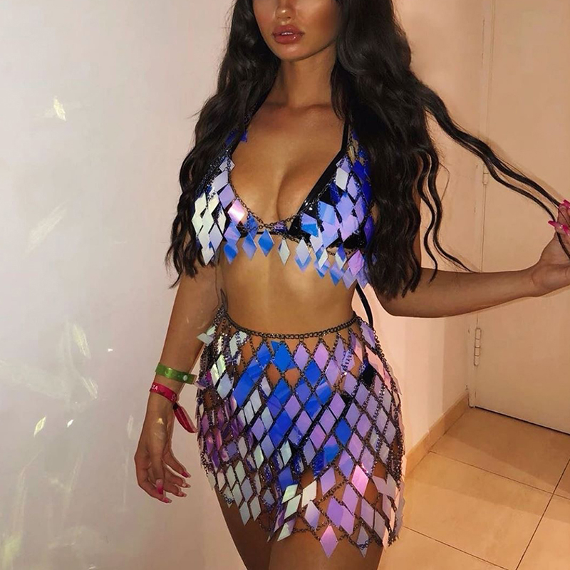 FestivalQueen ผู้หญิง Sequined - Summer Goth Clothing บทวิจารณ์และราคา
