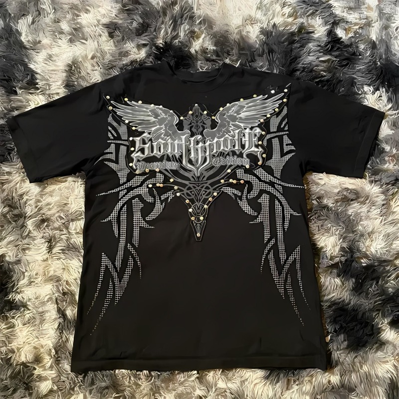 เสื้อยืดคอกลมพิมพ์ลายหัวกะโหลก - Summer Goth Clothing บทวิจารณ์และราคา