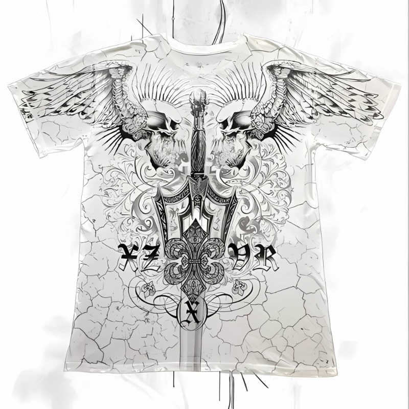 เสื้อยืดคอกลมพิมพ์ลายหัวกะโหลก - Summer Goth Clothing บทวิจารณ์และราคา