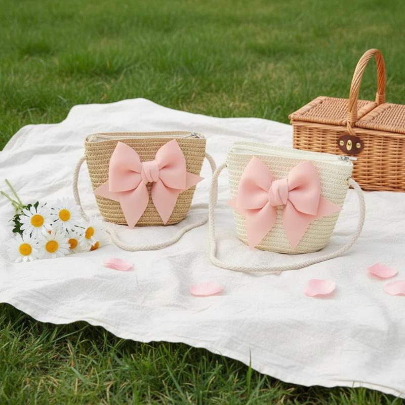 กระเป๋าสะพายไหล่สานสำหรับเด็กผ - Beach Bag Straw บทวิจารณ์และราคา